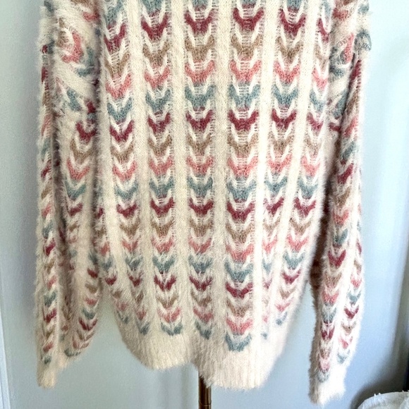 NWOT Forever 21 Oversize Fuzzy Multi-color Knit Sweater Women's Small - Picture 7 of 8